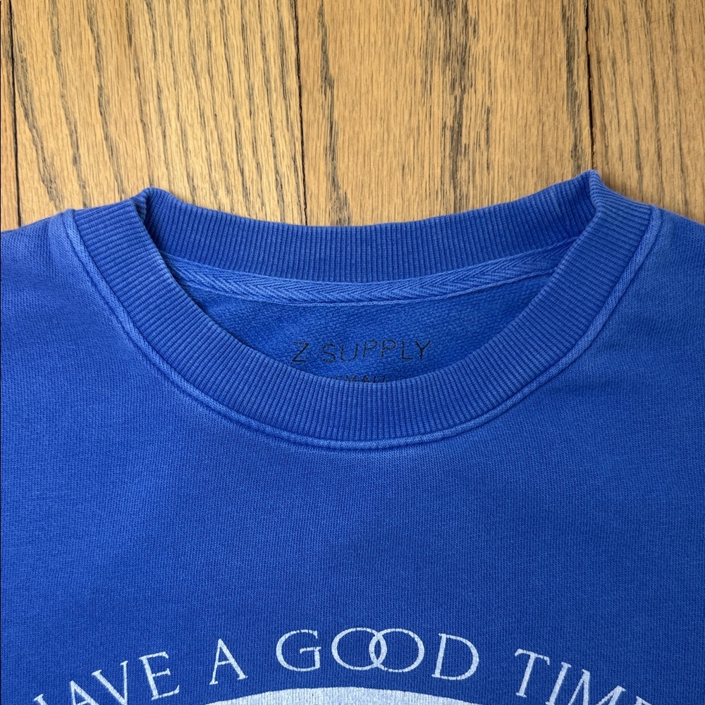 Z SUPPLY Women’s Good Time Sunday Blue Dye Graphic Sweatshirt Size Small - Picture 6 of 9